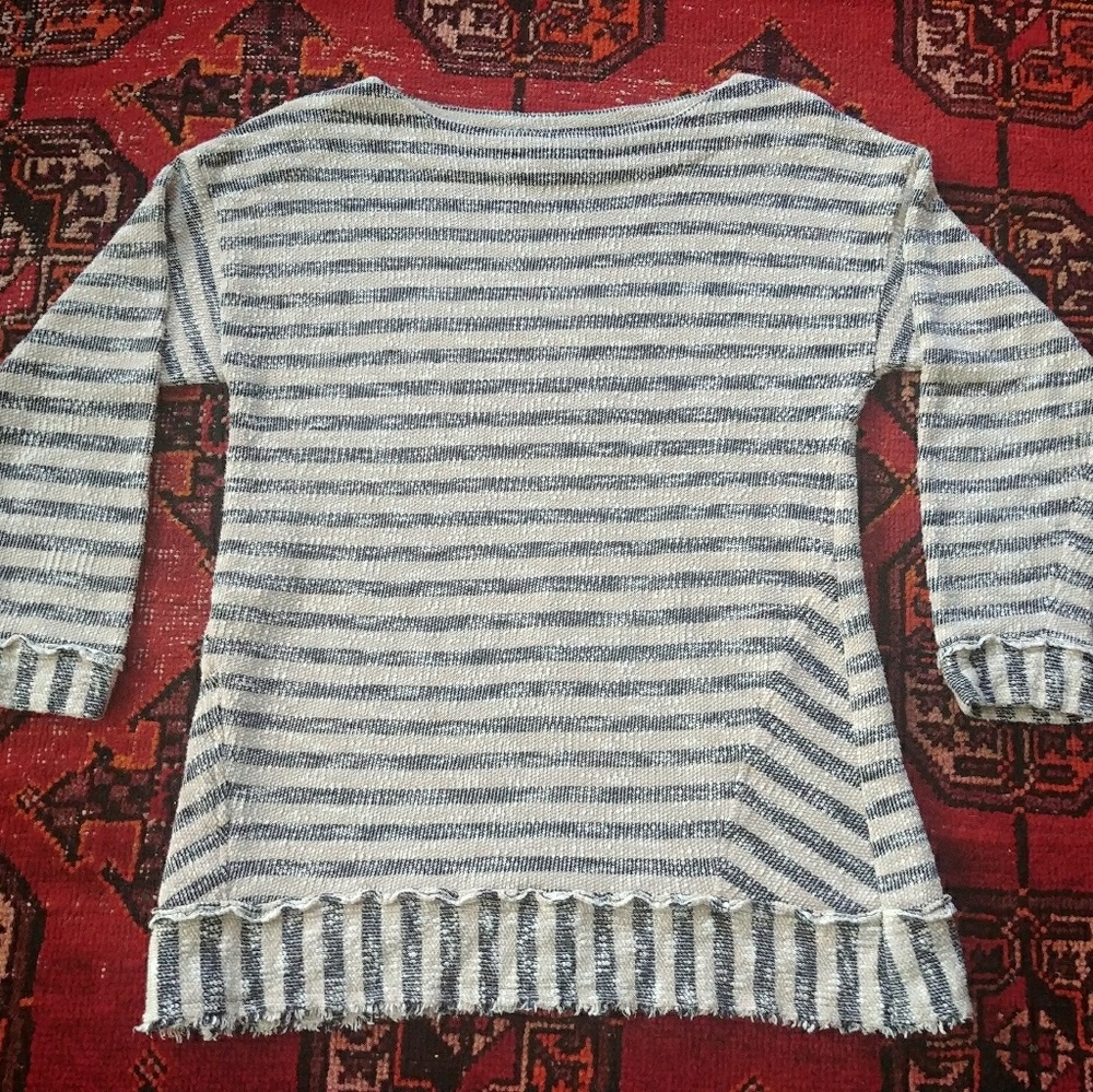 Beige & Navy Sailor Stripe Cotton Top